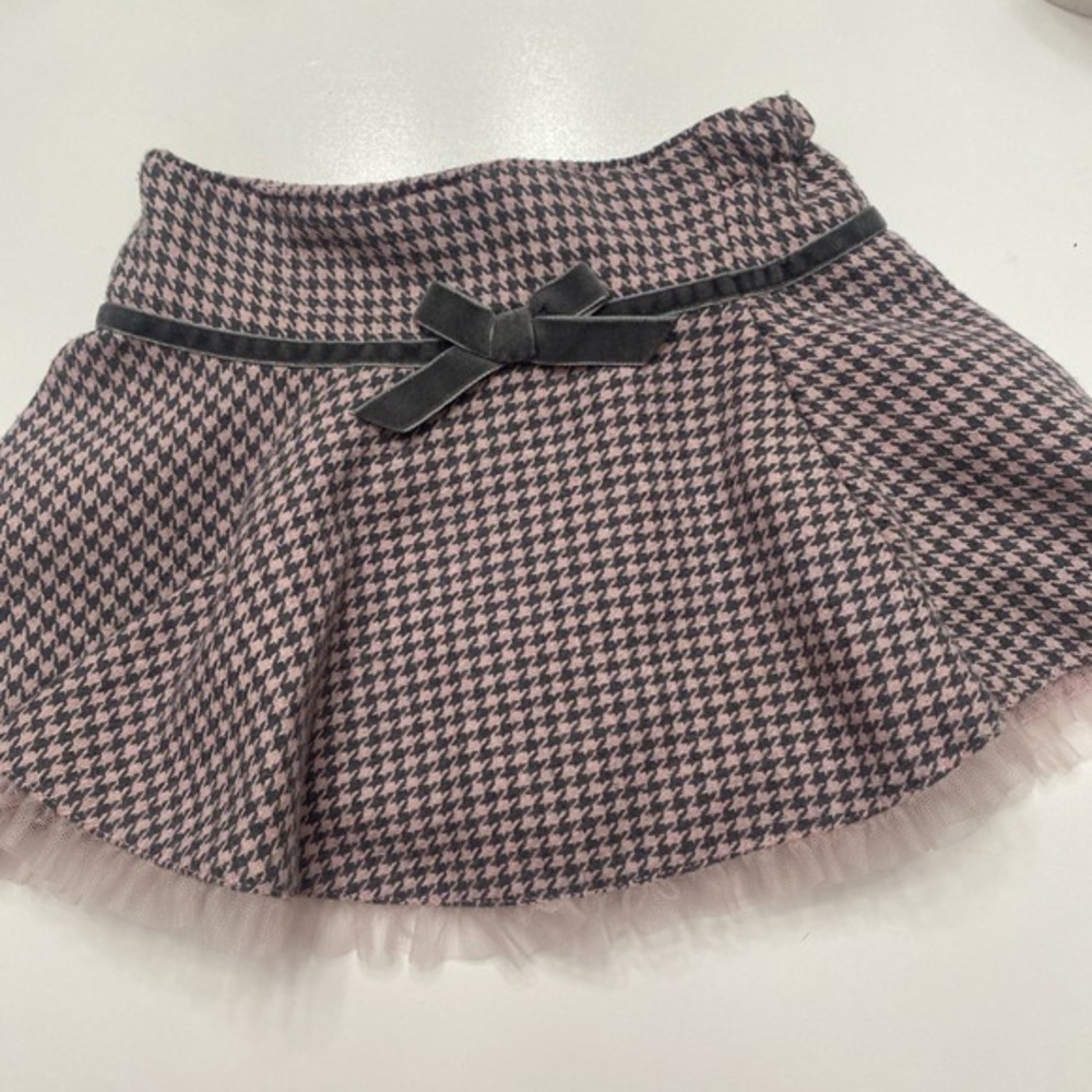 Pipe & Posie Girls 2T Wool Blend Pink/gray Skirt With Ruffled Bottom‎ 3774